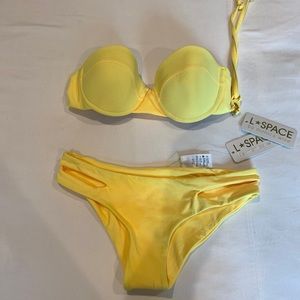 L*space bikini top and bottom yellow NWT size xs